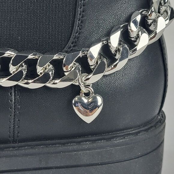 Nordstrom Margot Women’s Chelsea Ankle Boots Black Heart Chain Size 4M - Picture 3 of 13